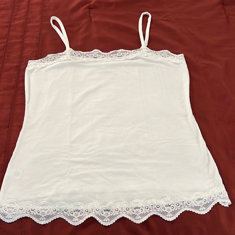 White Lace Trim Camisole by Ann Taylor